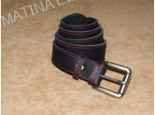 Leather Belt 3,5cm - Black With Red Stitch